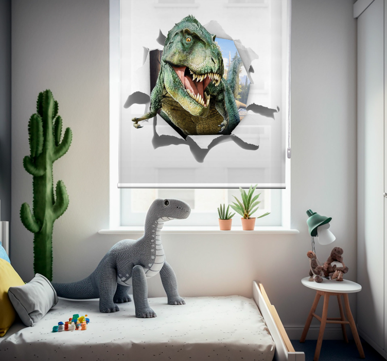 Estor infantil 3D enojado t-rex - TenVinilo