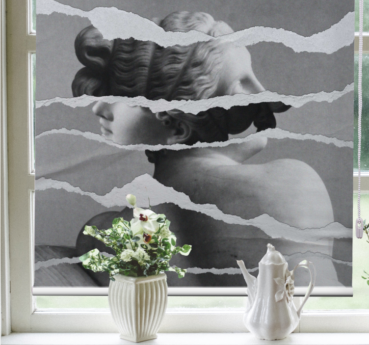 Estor moderno Imagen de la estatua griega en papel rasgado - TenVinilo