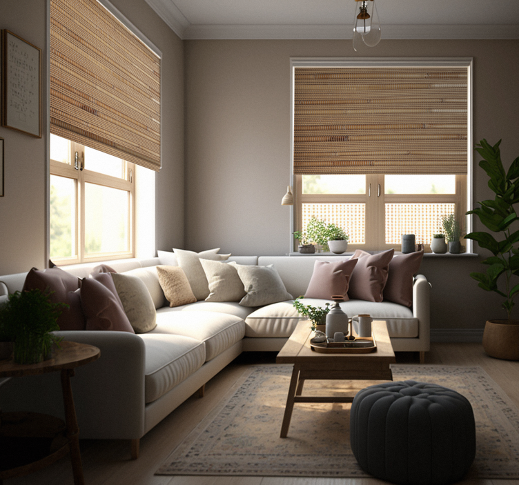 Estor rústico efecto tablón marrón a rayas - TenVinilo