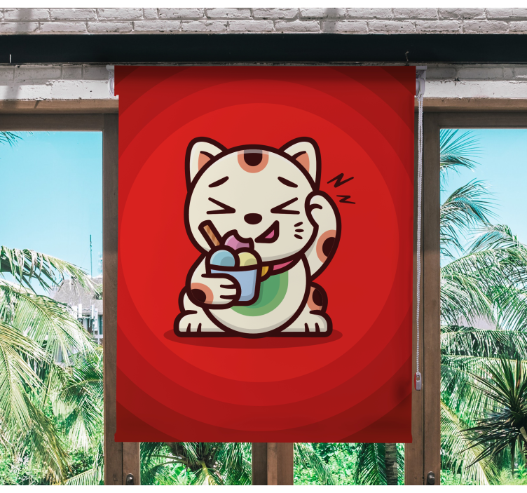 Estor infantil Gato encantador con un helado - TenVinilo