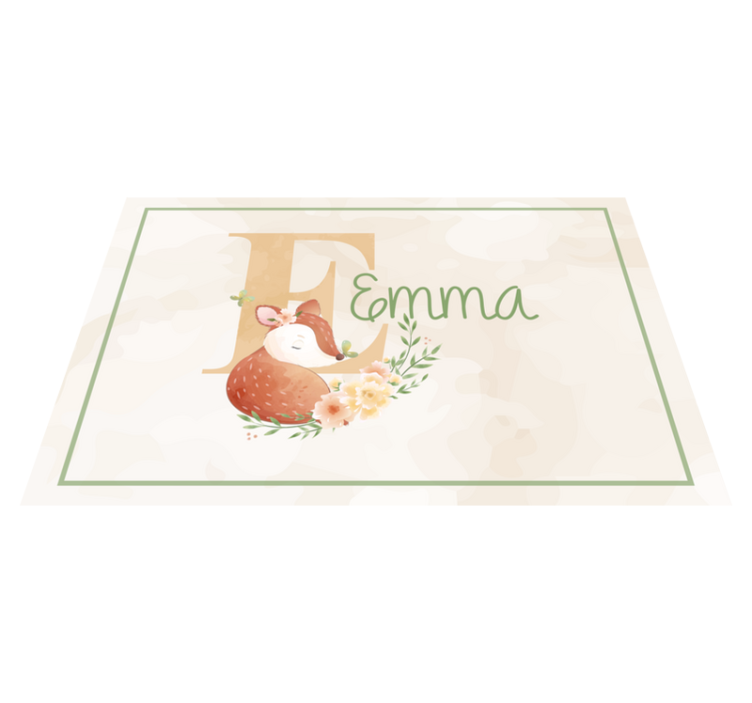 Mantel individual infantil Lindos animales ciervos con nombre - TenVinilo
