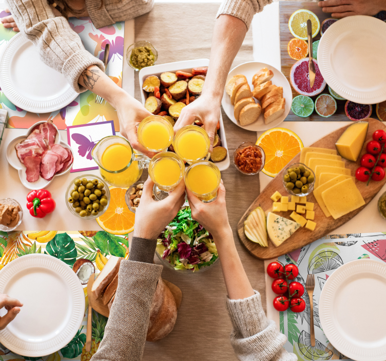 Mantel individual casa Naranjas de colores - TenVinilo