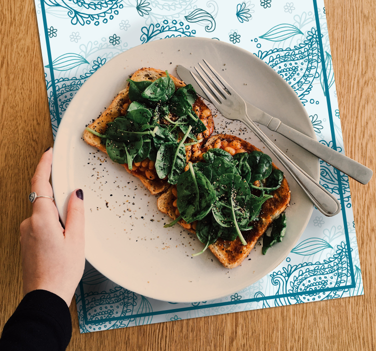 Mantel individual azul paisley floral azul - TenVinilo