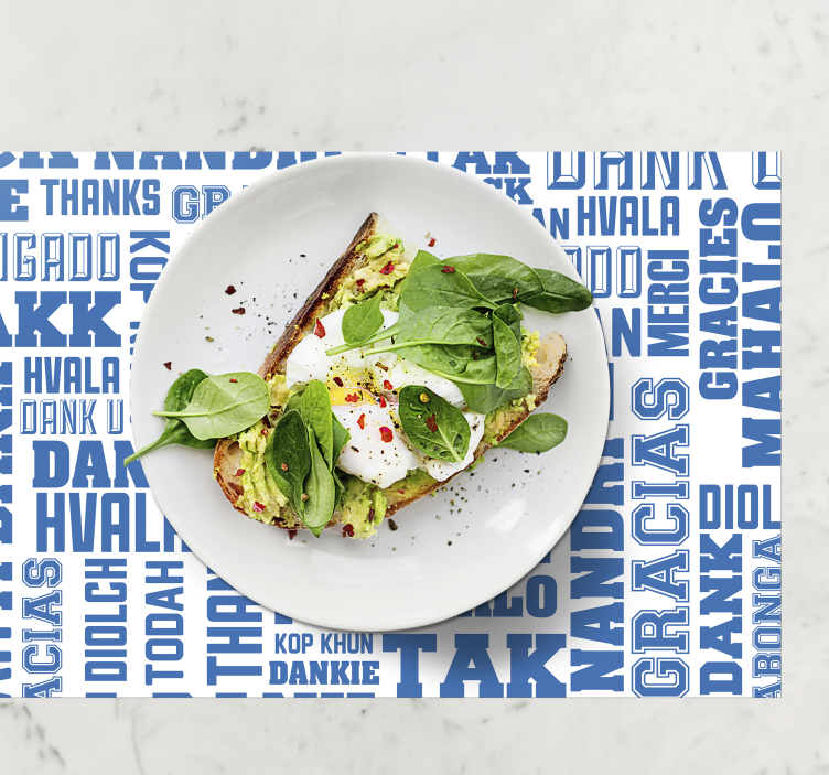 Mantel individual frase gracias muchos idiomas - TenVinilo