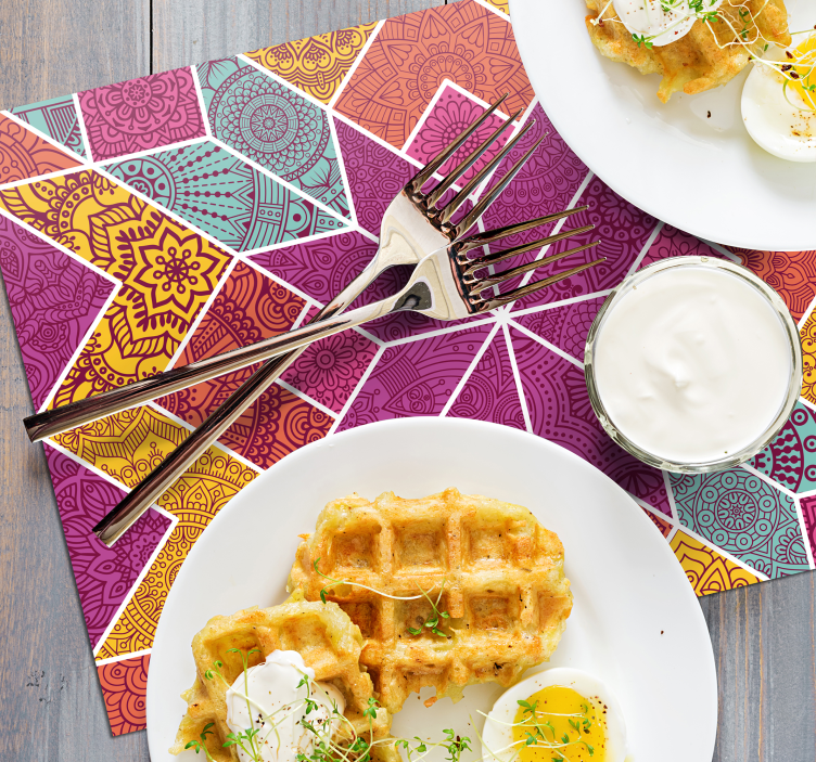 Mantel individual mosaico colorido paisley - TenVinilo