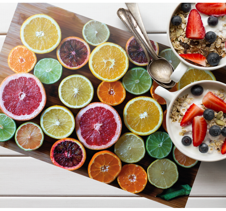 Mantel individual casa Naranjas de colores - TenVinilo