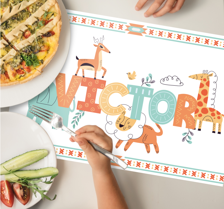 Mantel individual Animales jungla con nombre - TenVinilo