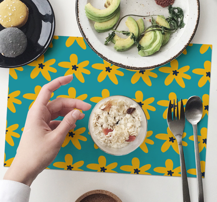 Manteles individuales originales Flores amarillas - TenVinilo