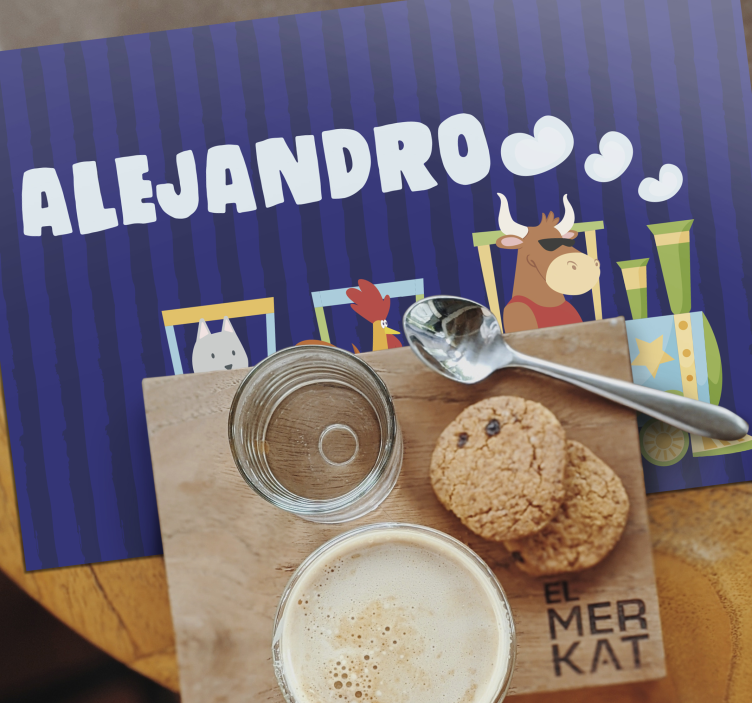 Manteles individuales con nombre Tren para niños - TenVinilo