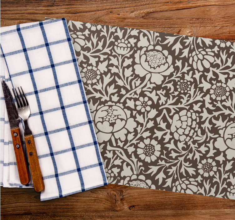 Mantel individual rectangular Estampado floral de época - TenVinilo