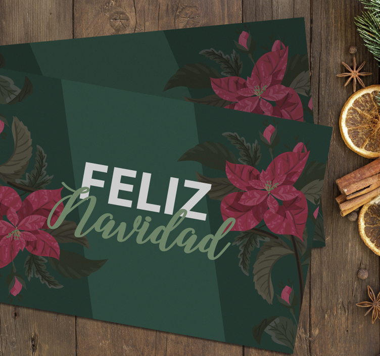 Mantel individual feliz navidad flores rojas - TenVinilo