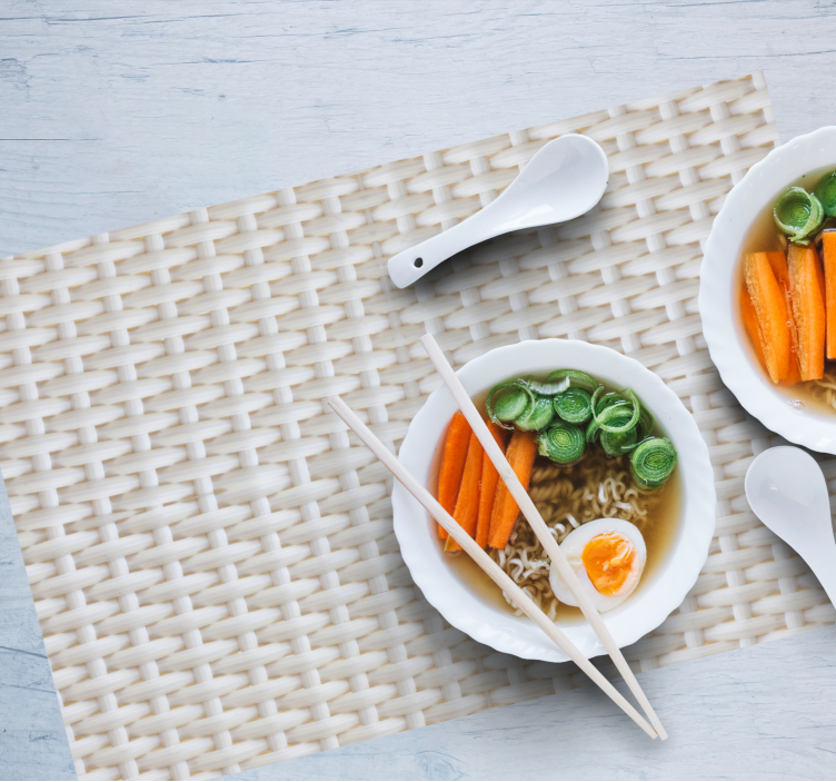 Mantel individual patrón Efecto ratán blanco - TenVinilo