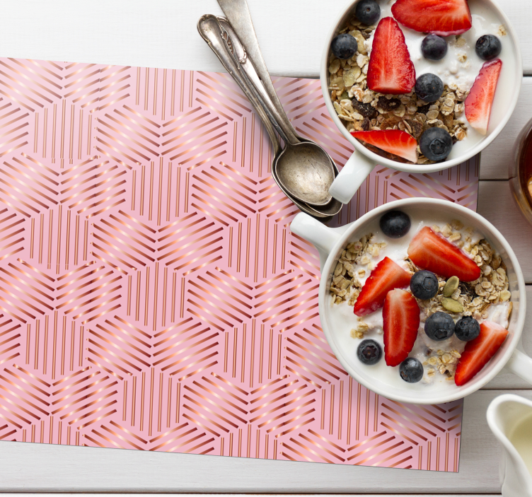 Mantel individual moderno hexágonos rosados - TenVinilo