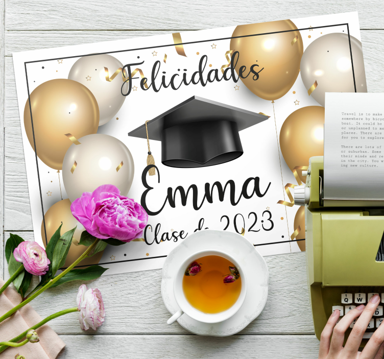 Individual original mesa nombre graduado personalizadoNombre grad - TenVinilo