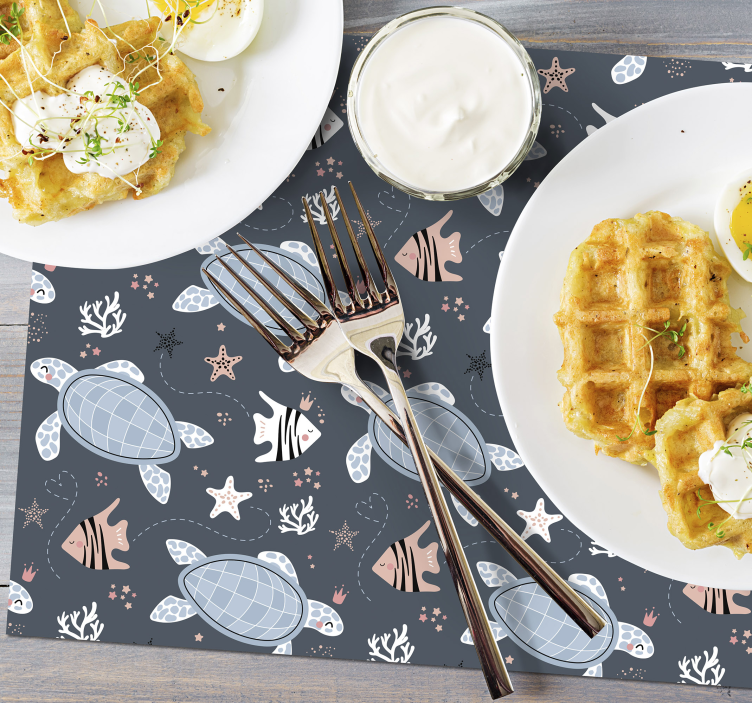 Mantel individual tortugas y peces bajo el mar - TenVinilo