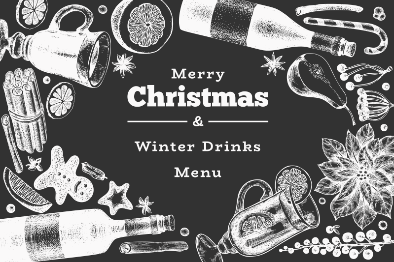Individual mesa navideño menú de bebidas festivas - TenVinilo