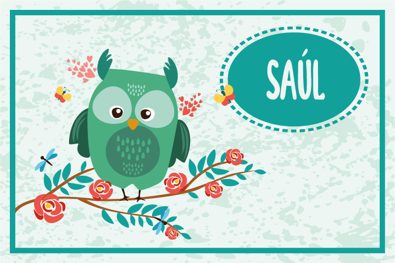 Mantel individual infantil búho con nombre - TenVinilo