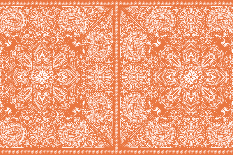 Mantel individual paisley hidráulico naranja - TenVinilo
