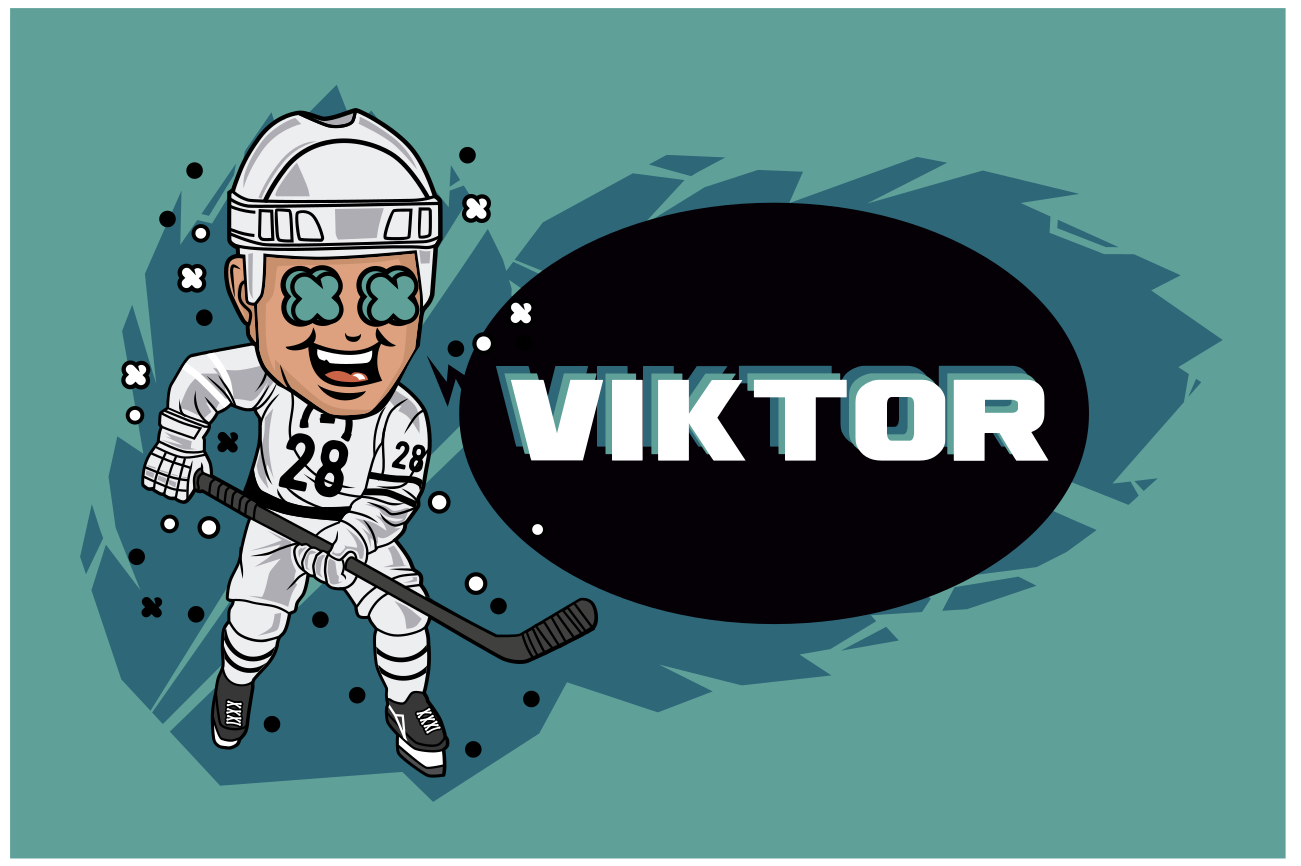 Individual mesa infantil jugador de hockey caricatura - TenVinilo