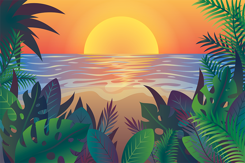 Mantel individual vintage con puesta de sol - TenVinilo