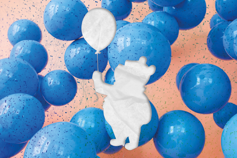 Individual mesa infantil oso con globo - TenVinilo