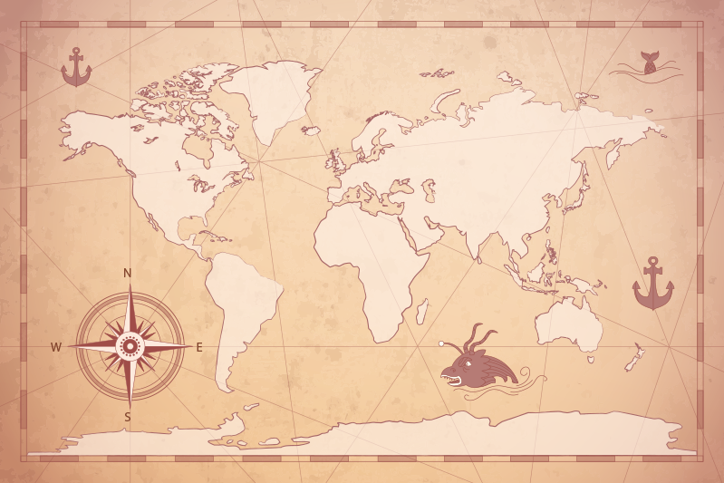 Individual mesa original ilustración mapa mundi - TenVinilo