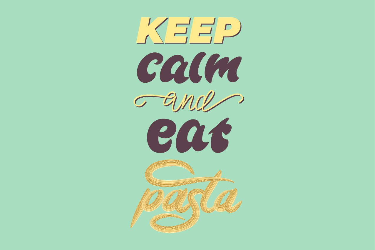 Individual de mesa frase mantén la calma y come pasta - TenVinilo