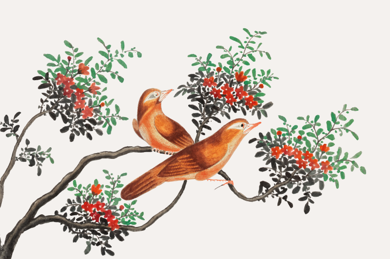 Manteles individuales elegantes Pájaros en las ramas - TenVinilo