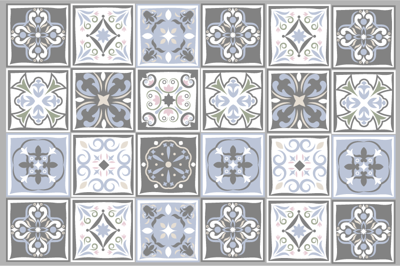 Individual de mesa patrón azulejos ornamentales - TenVinilo