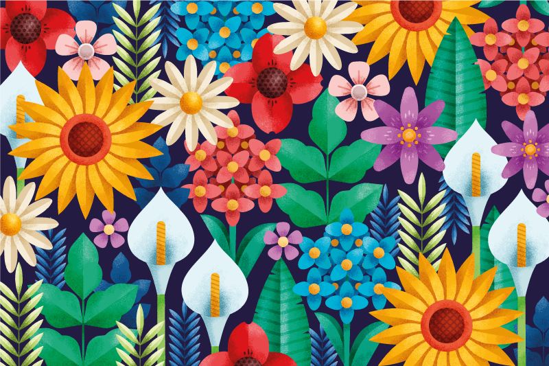 Individual mesa original arreglo floral vibrante - TenVinilo