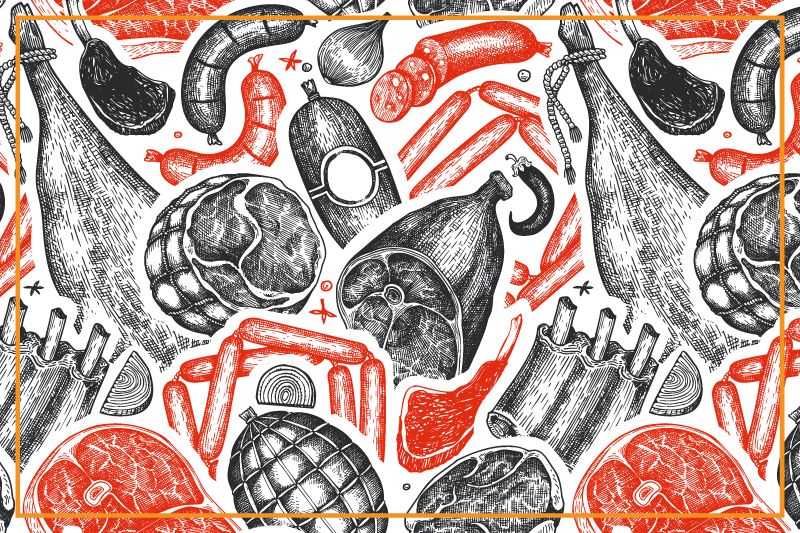 Individual mesa original patrones de ilustración de comida - TenVinilo