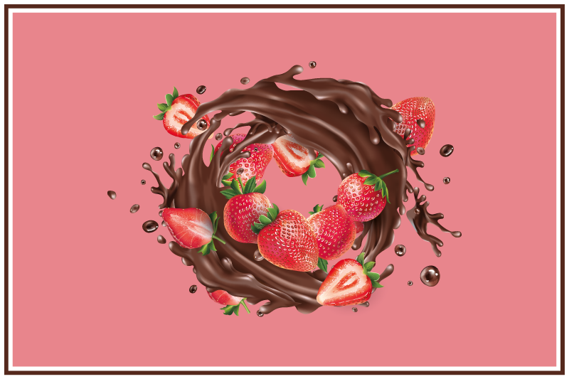 Individual mesa original fresas cubiertas de chocolate - TenVinilo