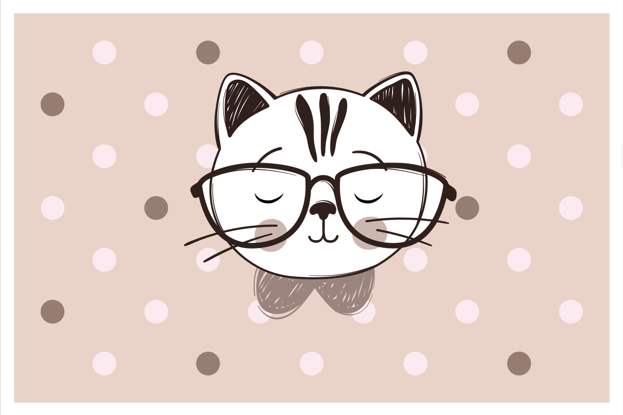 Individual mesa infantil gato con gafas - TenVinilo