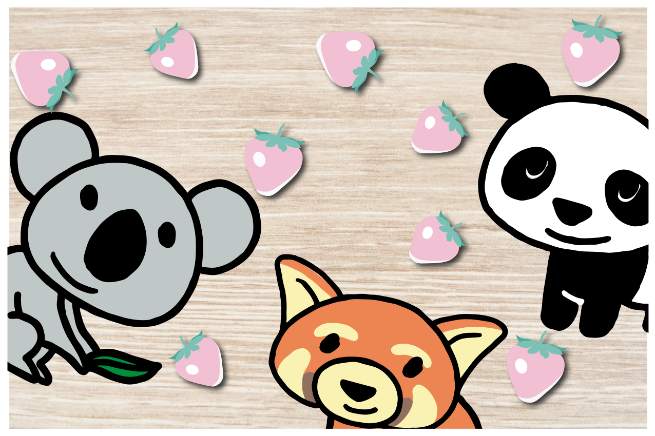 Mantel individual infantil Amigos panda feliz con corazones - TenVinilo