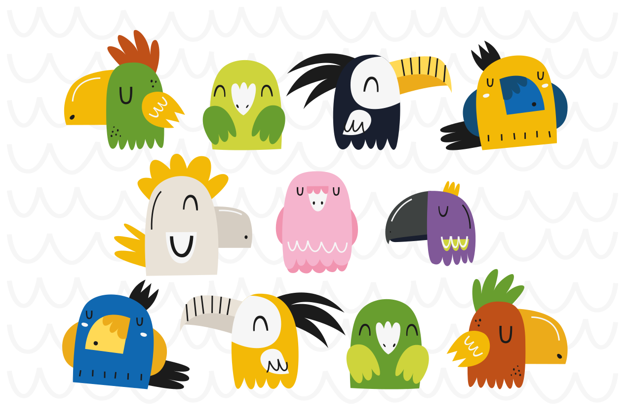 Mantel individual moderno Dibujos animados de aves exóticas - TenVinilo