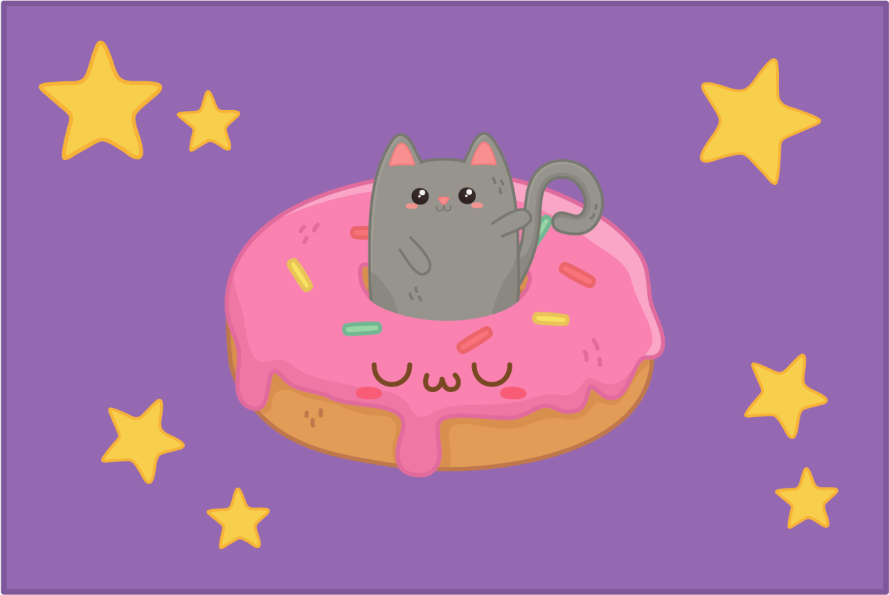 Individual mesa infantil gato lindo con donut - TenVinilo