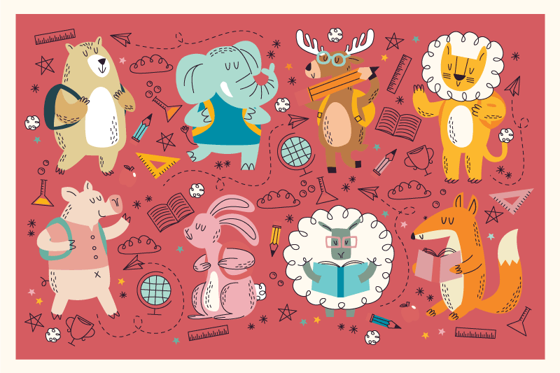 Mantel individual moderno Motivos de animales de dibujos animados - TenVinilo