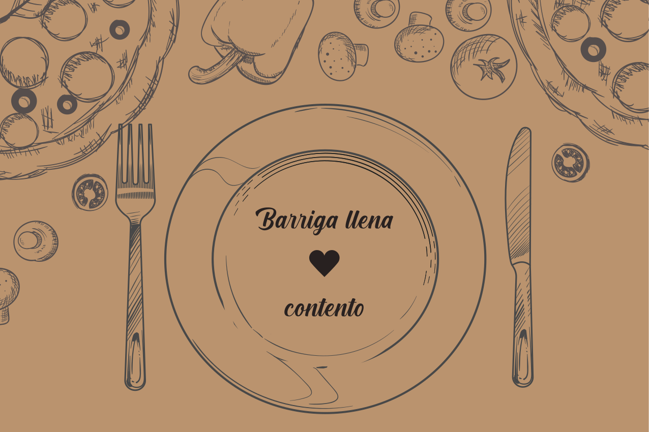 Mantel individual restaurante Plato ornamental y vajilla sobre fo - TenVinilo