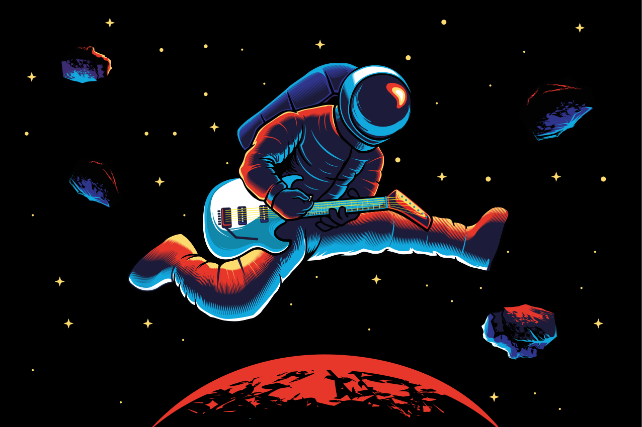 Individual mesa original astronauta tocando guitarra - TenVinilo