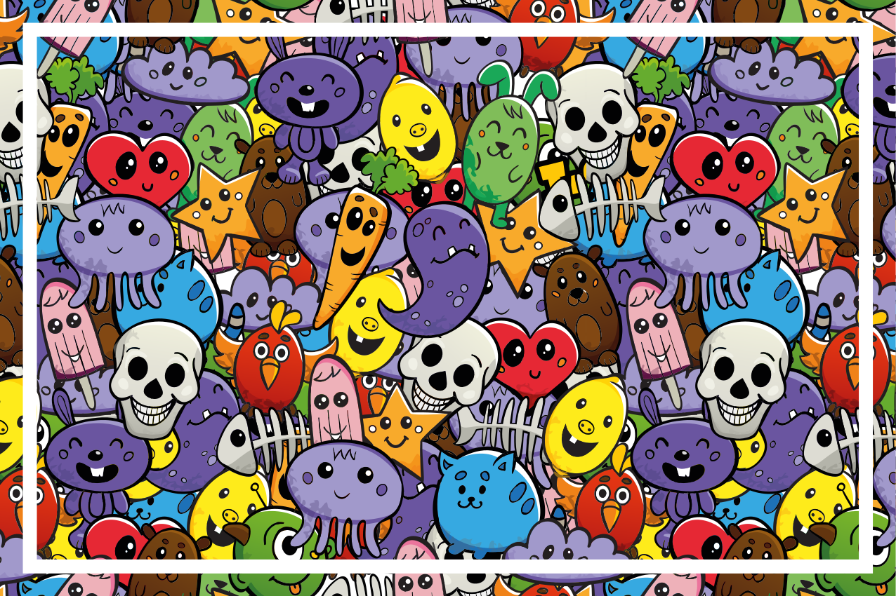 Individual mesa infantil personajes de dibujos coloridos - TenVinilo