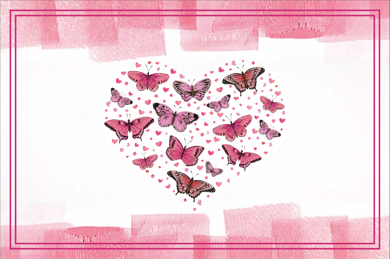 Individual mesa moderno patrón de mariposas con corazón - TenVinilo