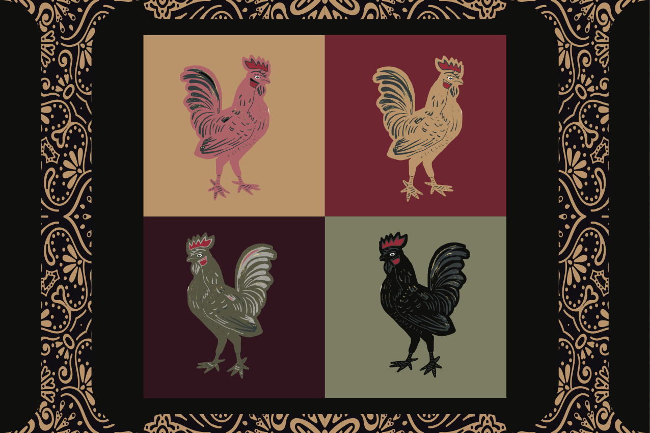Individual mesa original motivos de gallo vibrantes - TenVinilo