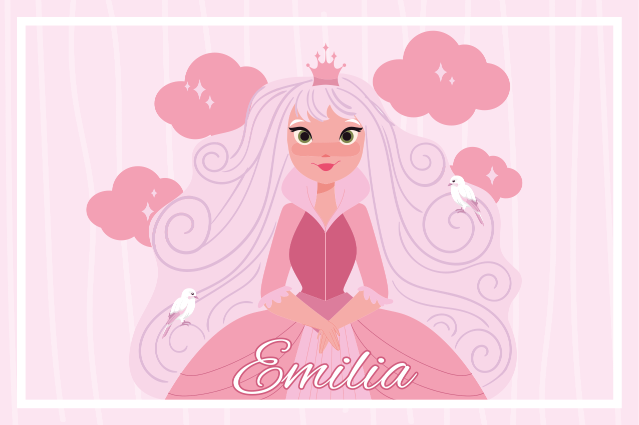 Individual mesa infantil arte de personajes princesa - TenVinilo
