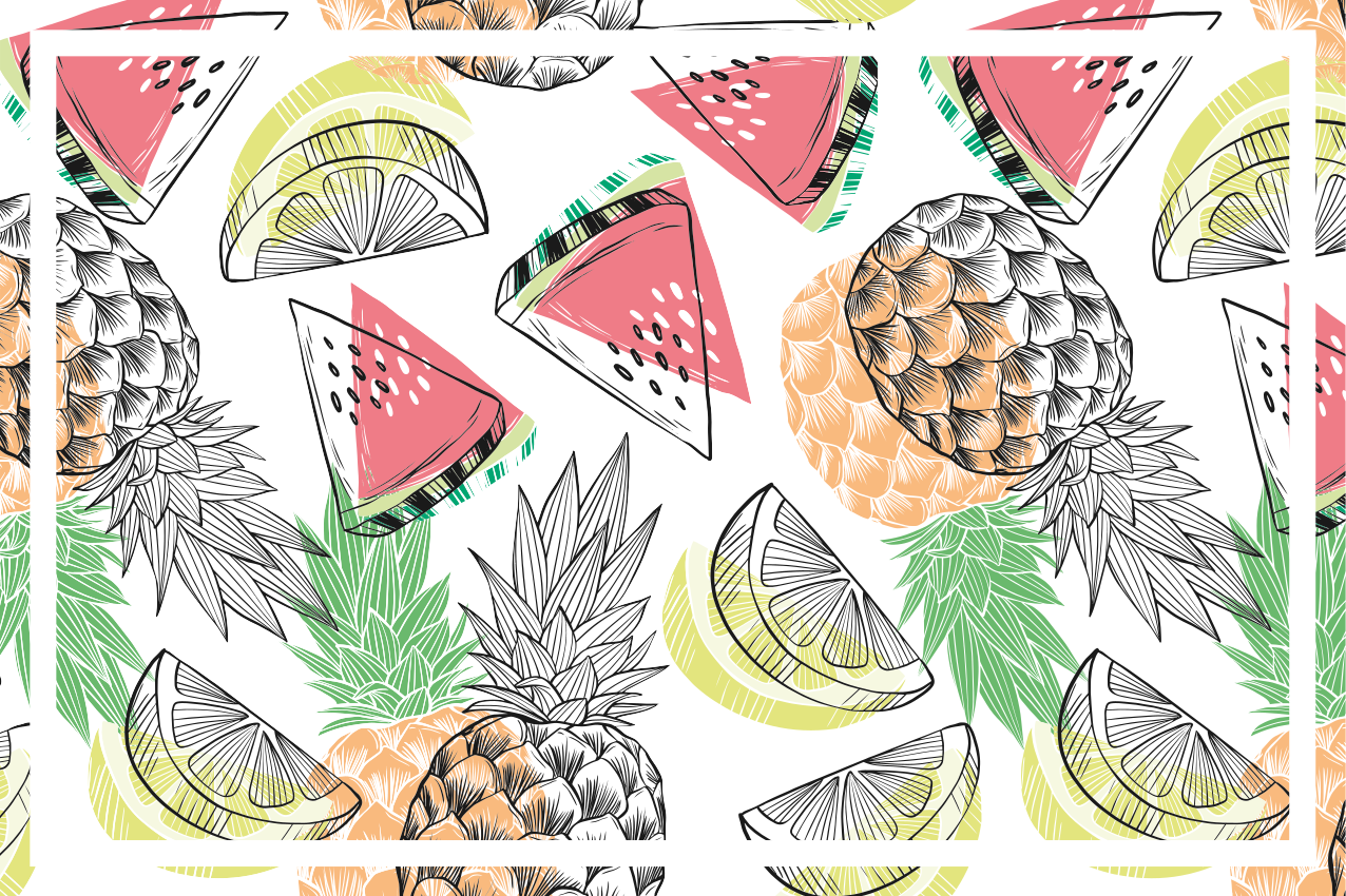 Individual mesa original patrón de frutas tropicales - TenVinilo