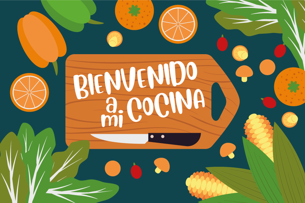 Individual mesa moderno bienvenidos a mi cocina con frutas - TenVinilo