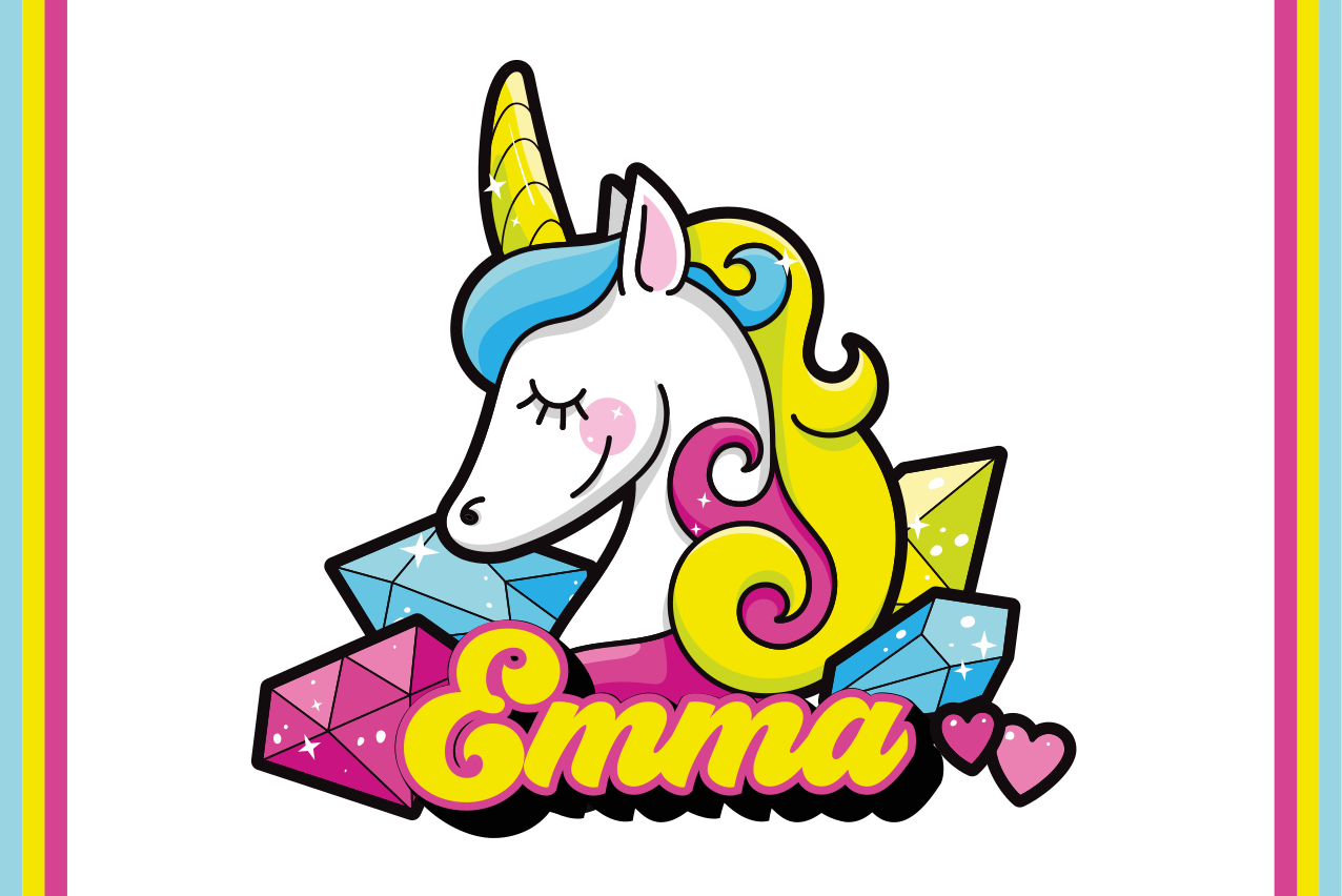 Individual mesa infantil tema gemas de unicornio - TenVinilo