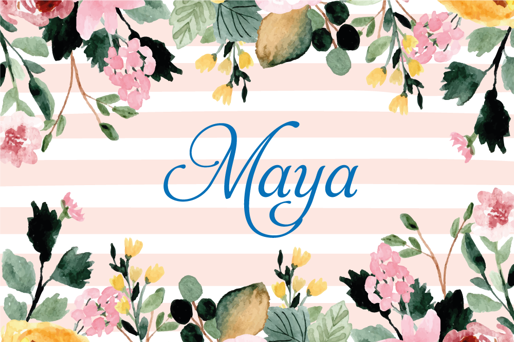 Individual mesa personalizable nombre floral - TenVinilo