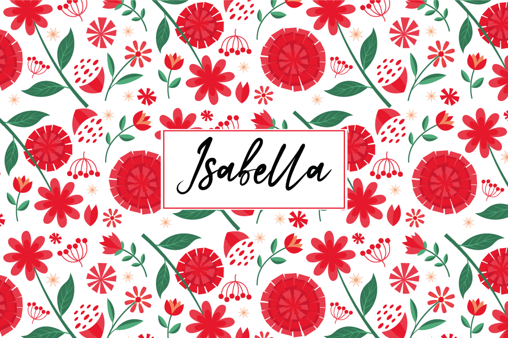Individual mesa personalizable arte floral con nombre - TenVinilo