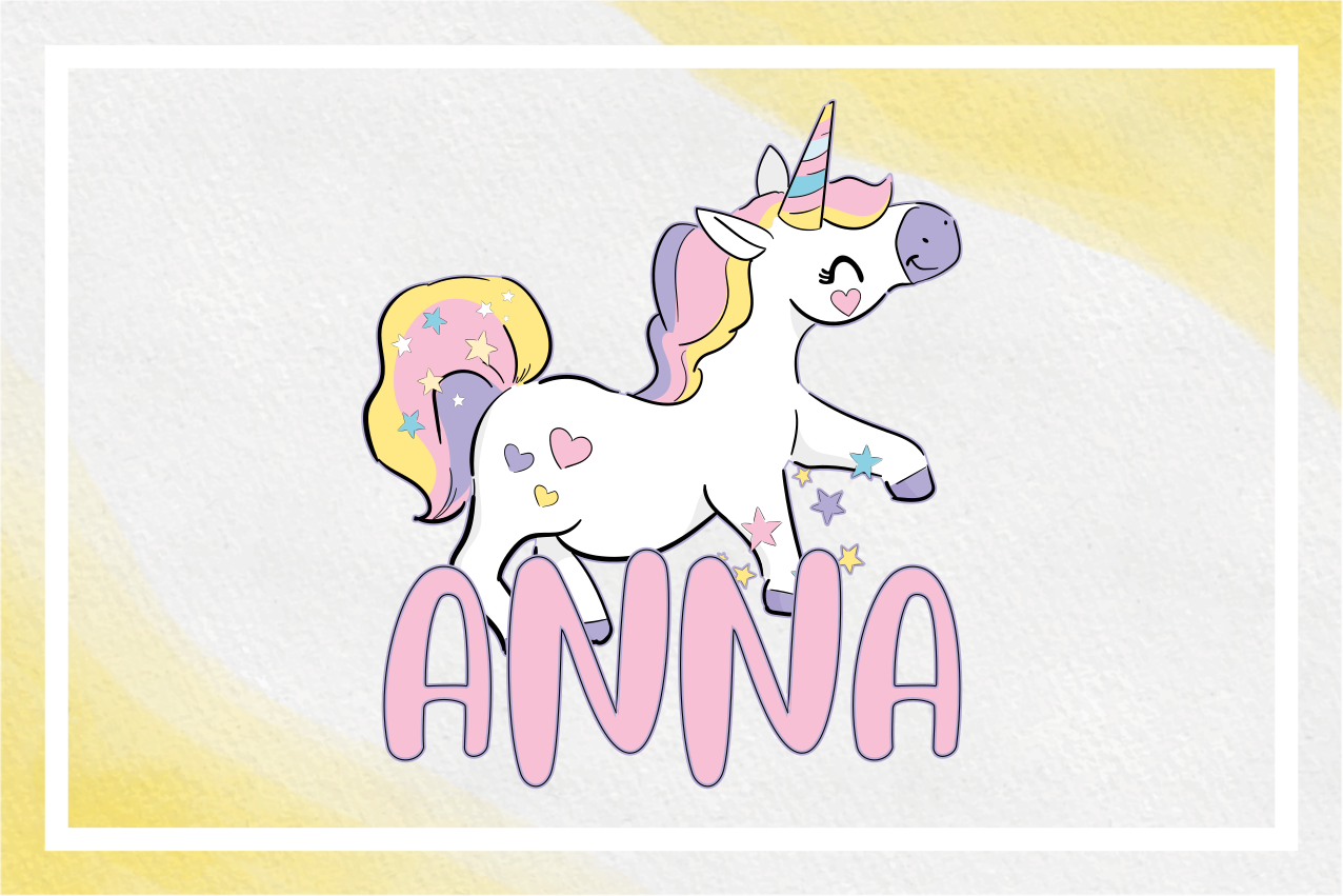 Individual mesa infantil unicornio con corazones - TenVinilo