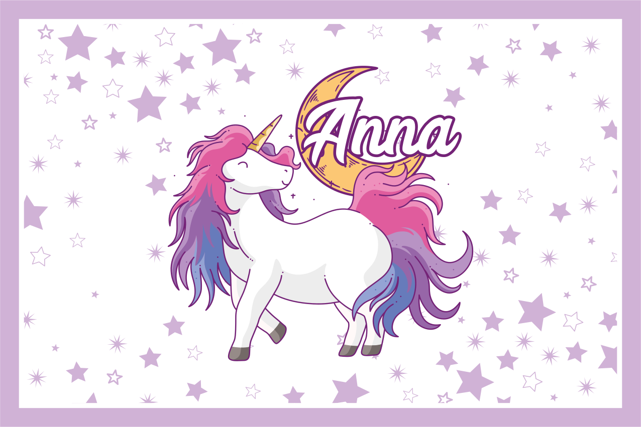 Individual mesa infantil unicornio con estrellas - TenVinilo
